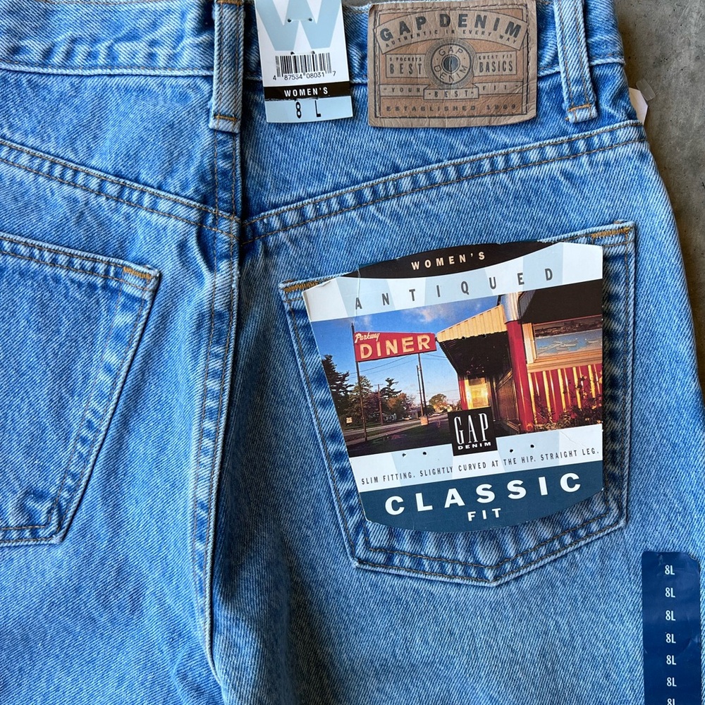Vintage Early 90s NWT Gap Denim Antiqued Classic Fit Jeans 8 Long Made in USA